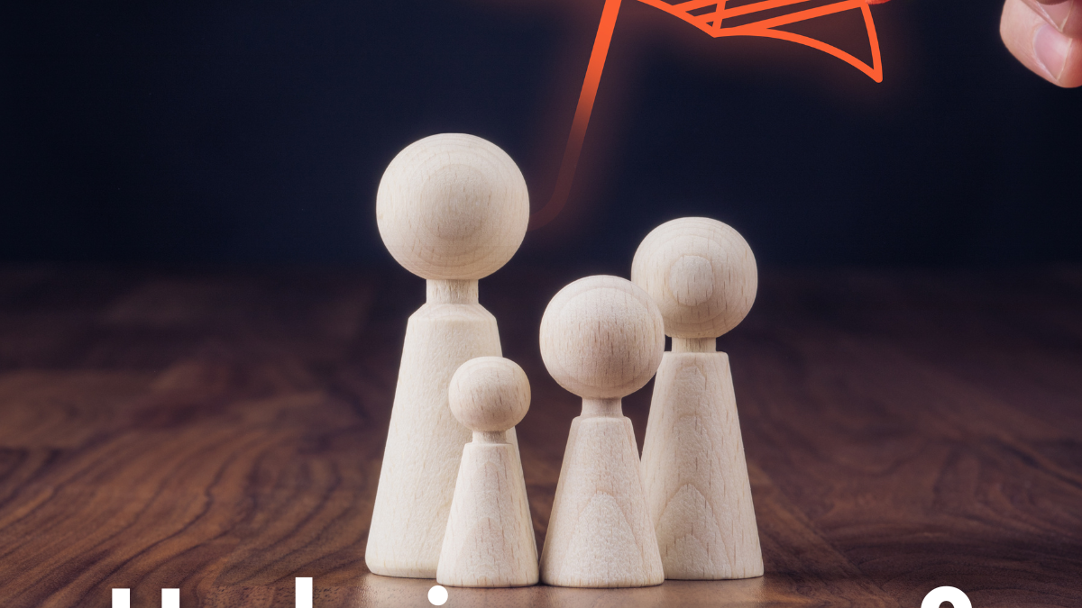 Illustration of a family under an umbrella symbol representing underinsurance protection.